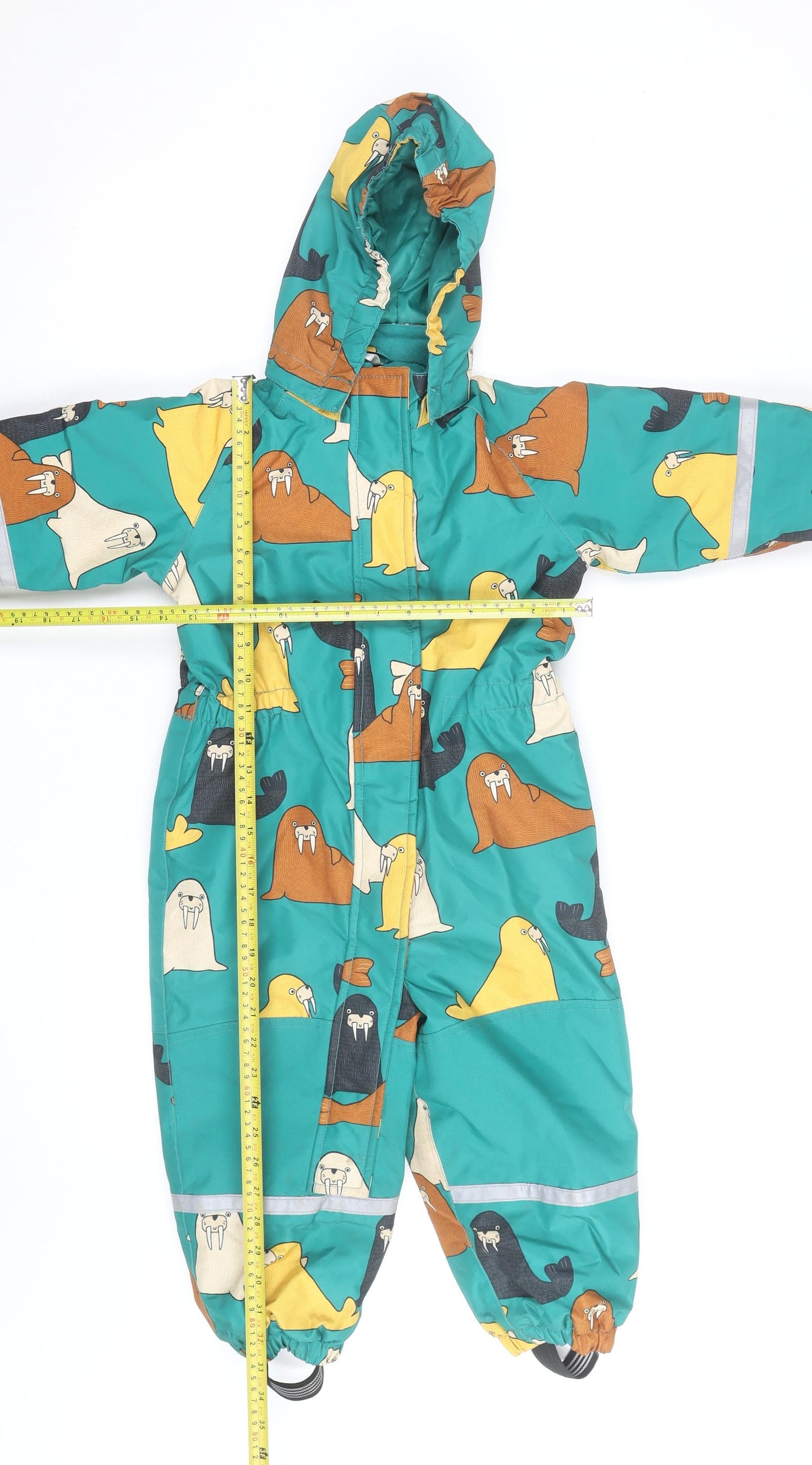 Lindex Unisex Baby Multicoloured Walrus Print Hooded Snowsuit 2-3 Years