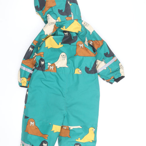 Lindex Unisex Baby Multicoloured Walrus Print Hooded Snowsuit 2-3 Years