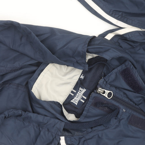 Lonsdale Men's Blue Hooded Windbreaker Jacket Size M