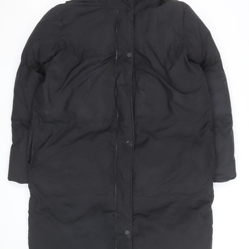 Threadbare Womens Black Long Hooded Puffer Coat Size 14
