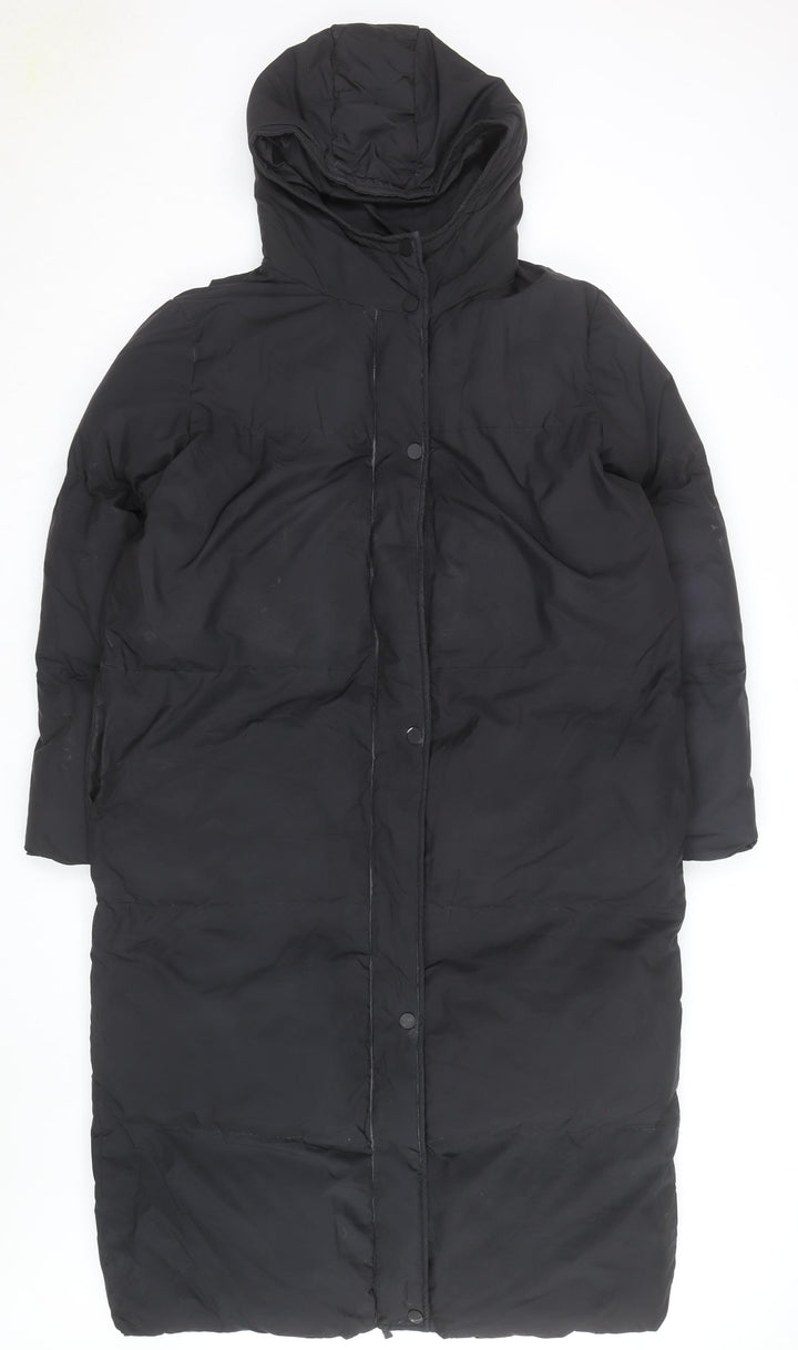 Threadbare Womens Black Long Hooded Puffer Coat Size 14