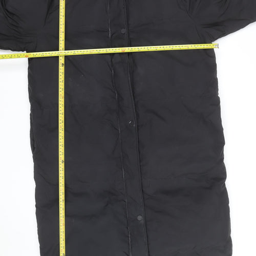 Threadbare Womens Black Long Hooded Puffer Coat Size 14