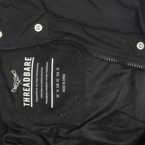 Threadbare Womens Black Long Hooded Puffer Coat Size 14