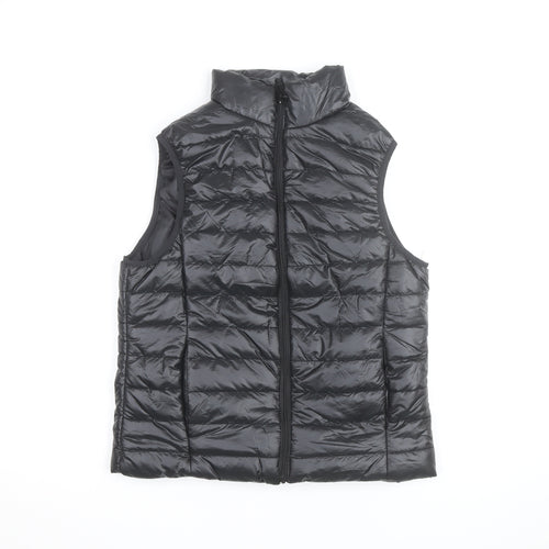 Boohoo Women’s Black Puffer Waistcoat Gilet Size 8 Quilted Zip