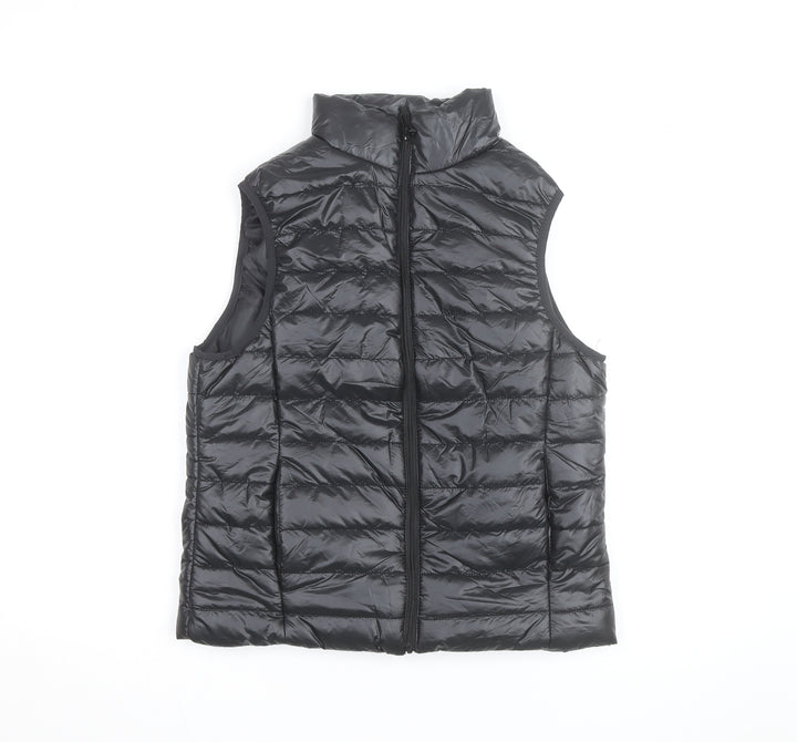 Boohoo Women’s Black Puffer Waistcoat Gilet Size 8 Quilted Zip