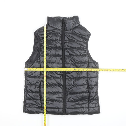 Boohoo Women’s Black Puffer Waistcoat Gilet Size 8 Quilted Zip