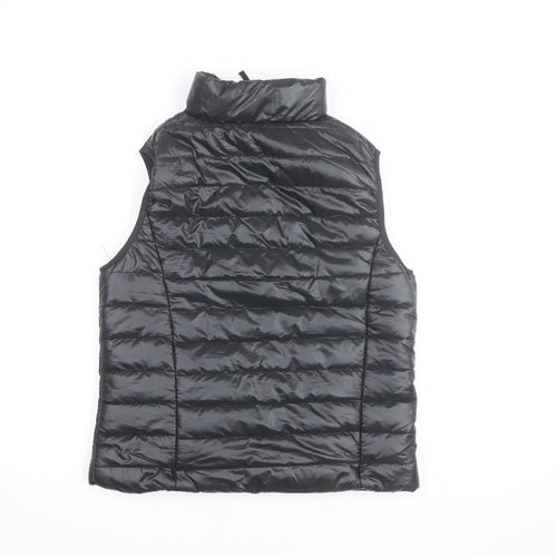 Boohoo Women’s Black Puffer Waistcoat Gilet Size 8 Quilted Zip