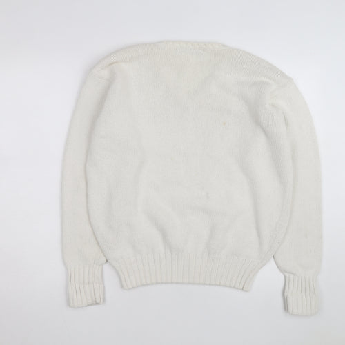 Ralph Lauren Men's Ivory V-Neck Cotton Jumper M Classic Fit