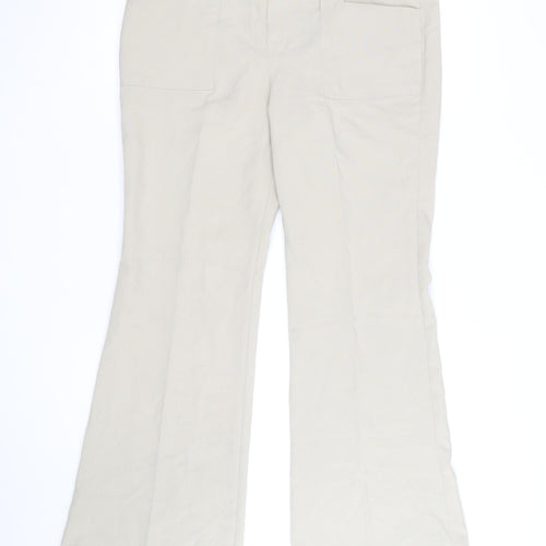 Rampage Women’s Beige Flared Stretch Cotton Trousers Size 12
