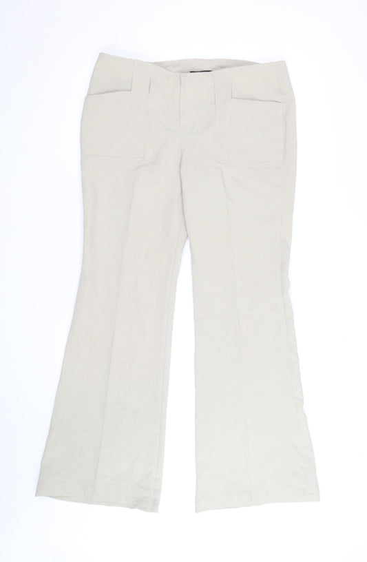Rampage Women’s Beige Flared Stretch Cotton Trousers Size 12