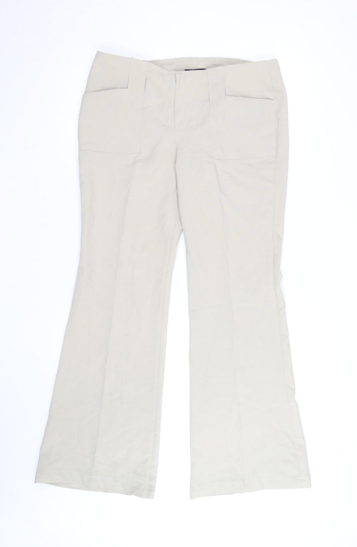 Rampage Women’s Beige Flared Stretch Cotton Trousers Size 12
