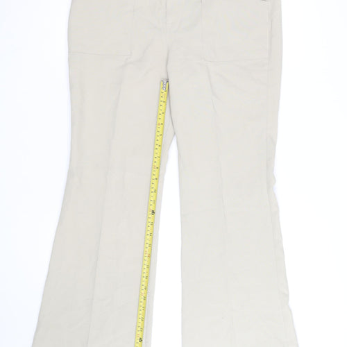 Rampage Women’s Beige Flared Stretch Cotton Trousers Size 12