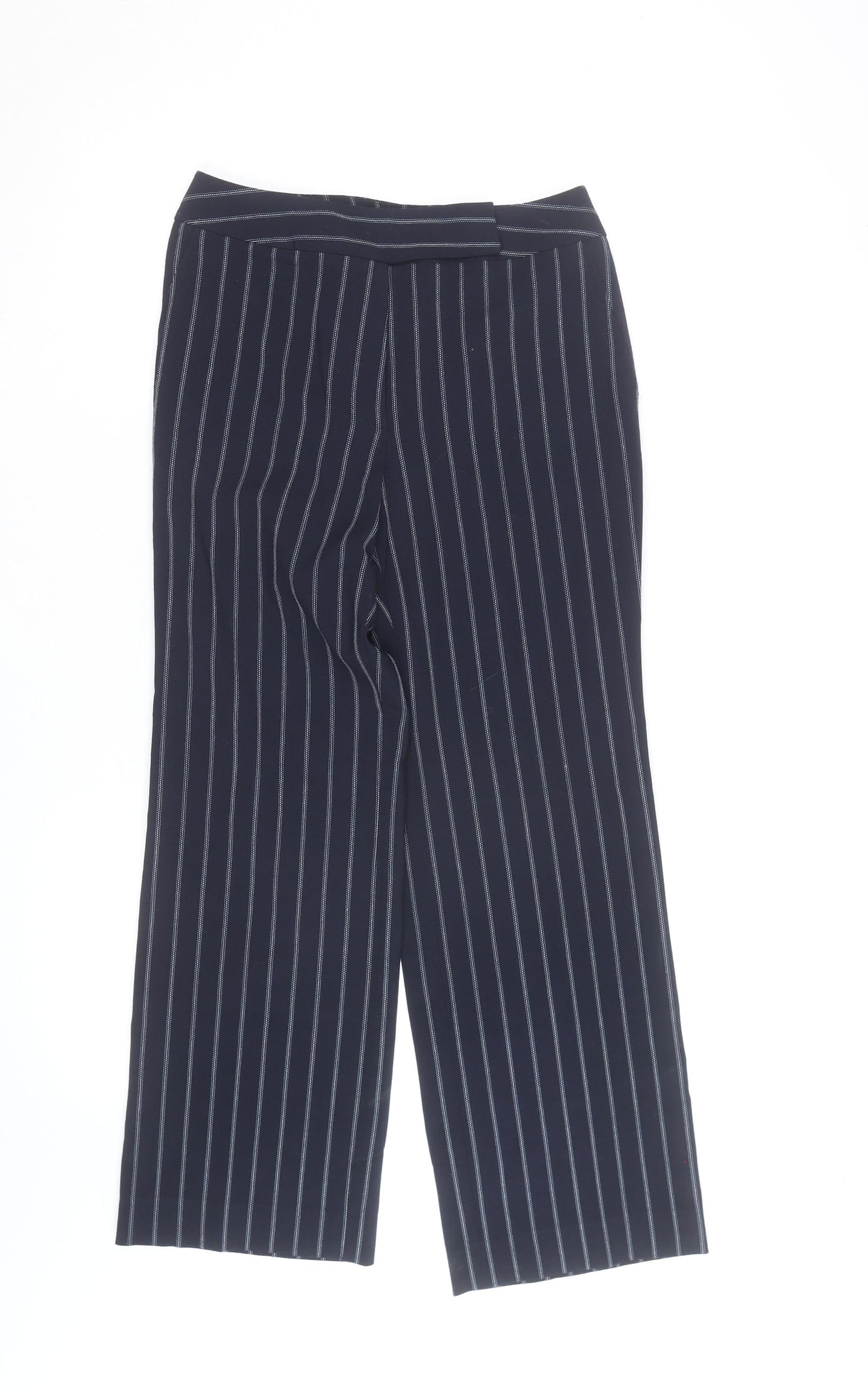 Talbots Petites Navy Pinstripe Wide-Leg Trousers Size 8 Petite