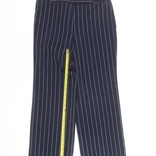 Talbots Petites Navy Pinstripe Wide-Leg Trousers Size 8 Petite