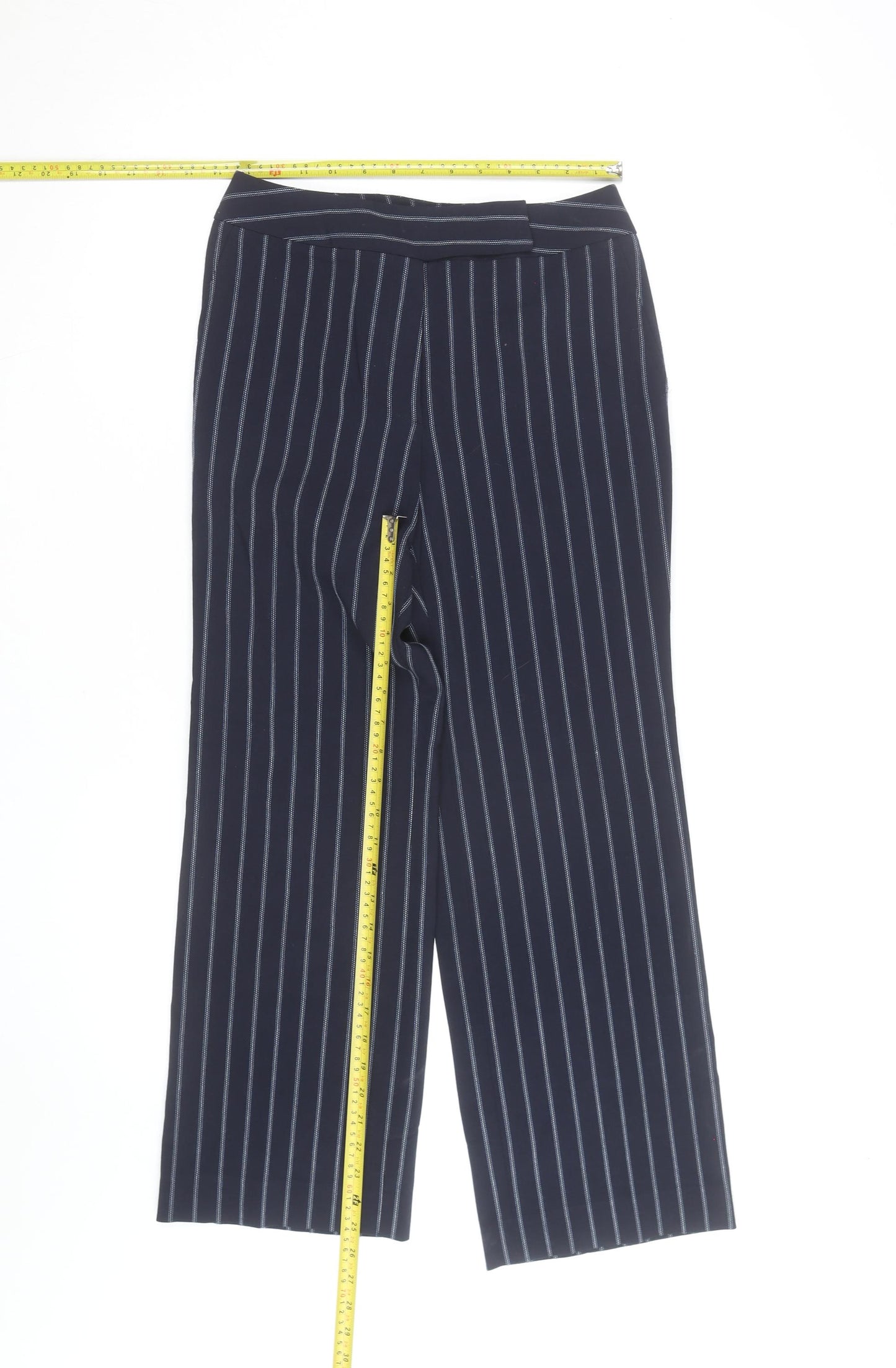 Talbots Petites Navy Pinstripe Wide-Leg Trousers Size 8 Petite