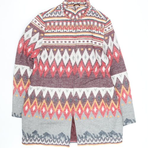 Angie Men's Multicoloured L Aztec Pattern Mid-Length Coatigan