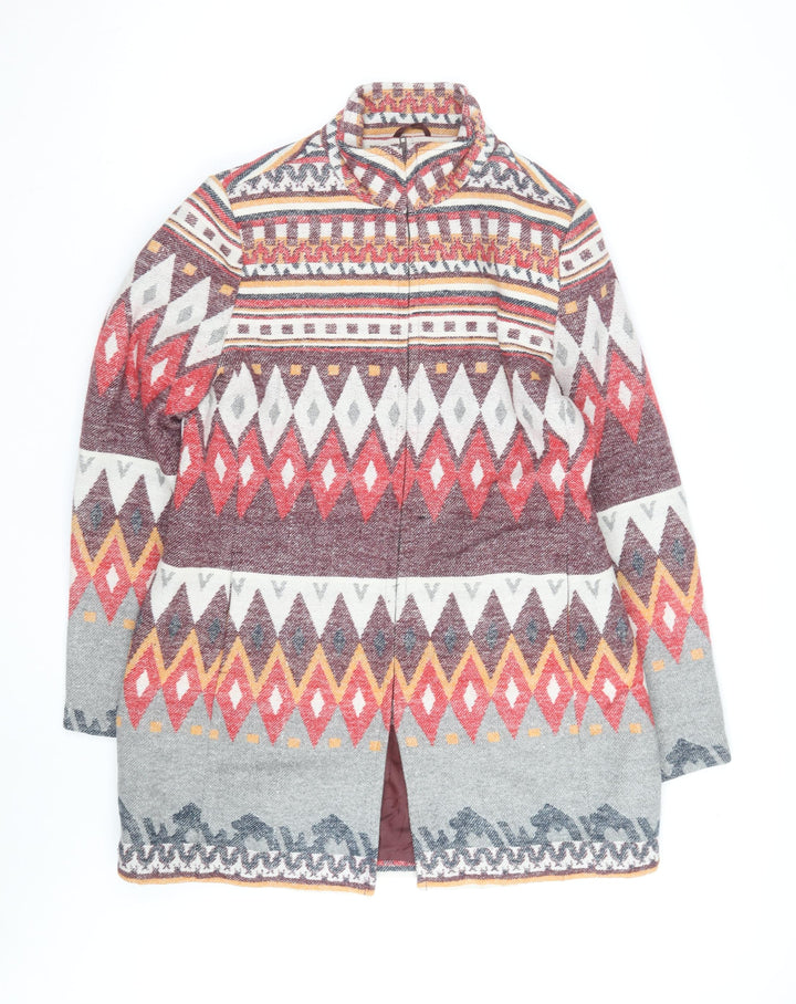 Angie Men's Multicoloured L Aztec Pattern Mid-Length Coatigan