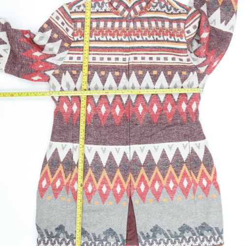 Angie Men's Multicoloured L Aztec Pattern Mid-Length Coatigan