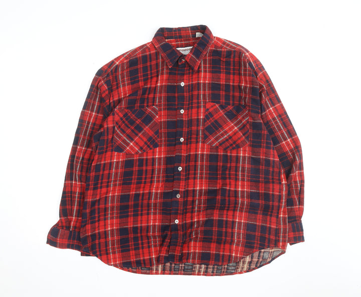 McGregor Men’s Red Plaid Flannel Button-Up Shirt L Vintage
