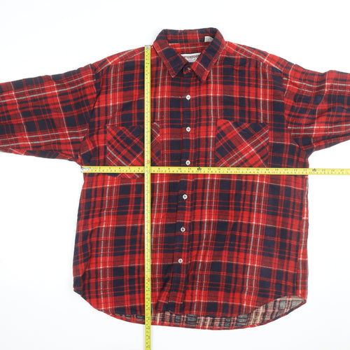 McGregor Men’s Red Plaid Flannel Button-Up Shirt L Vintage