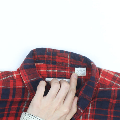 McGregor Men’s Red Plaid Flannel Button-Up Shirt L Vintage