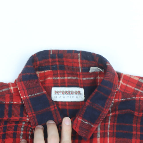 McGregor Men’s Red Plaid Flannel Button-Up Shirt L Vintage