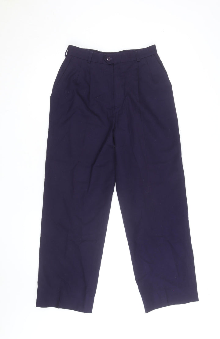 David Brooks Ltd Women’s Blue Wool Pleated Classic Trousers Size 10