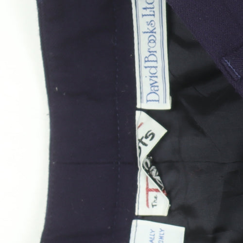 David Brooks Ltd Women’s Blue Wool Pleated Classic Trousers Size 10