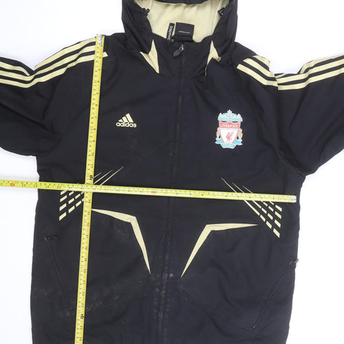 Adidas Men's Black Windbreaker Jacket M Liverpool FC Hooded