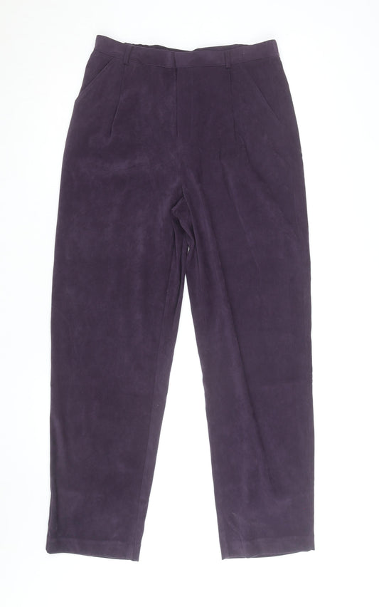 Elaine Women's Purple Velvet Straight Trousers Size 16 Lined