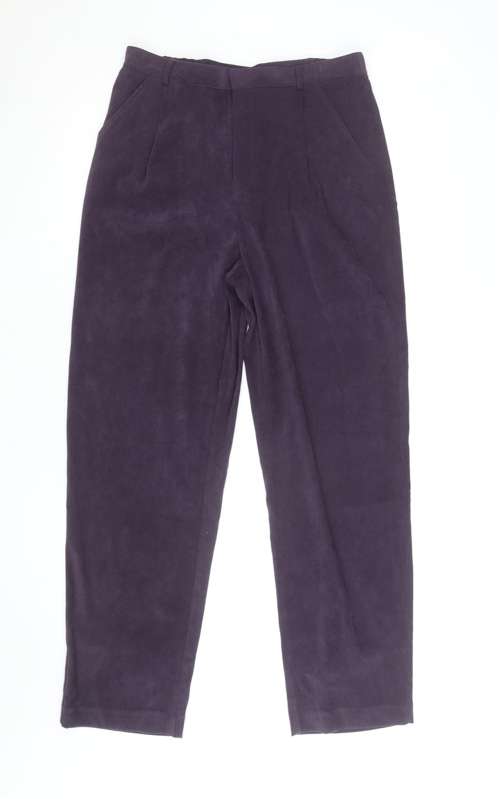 Elaine Women's Purple Velvet Straight Trousers Size 16 Lined
