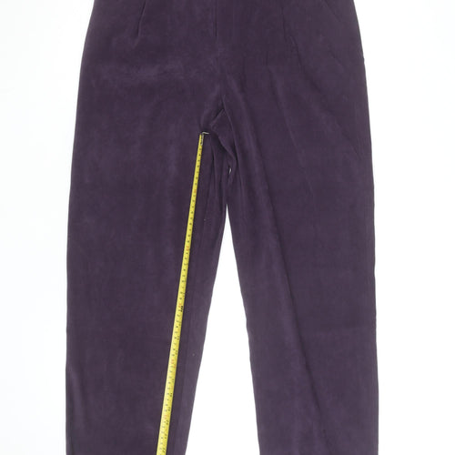 Elaine Women's Purple Velvet Straight Trousers Size 16 Lined