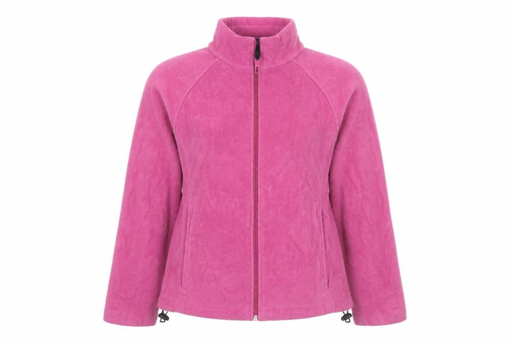 Front view of Columbia Women Pink Fleece Full Zip Lightweight Active Jacket M