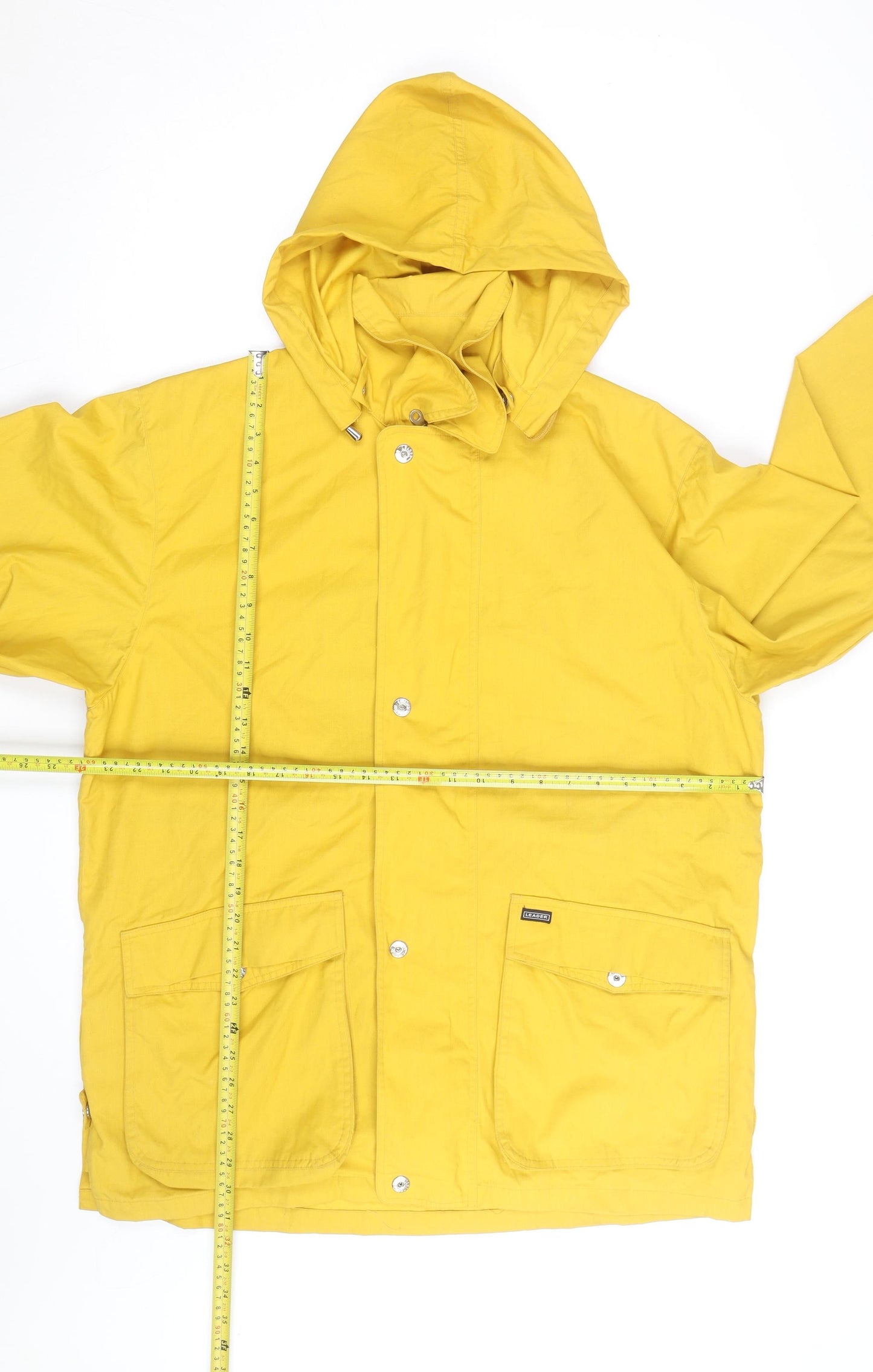 Leader Jackets Men's Yellow Hooded Waterproof Rain Coat Jacket M