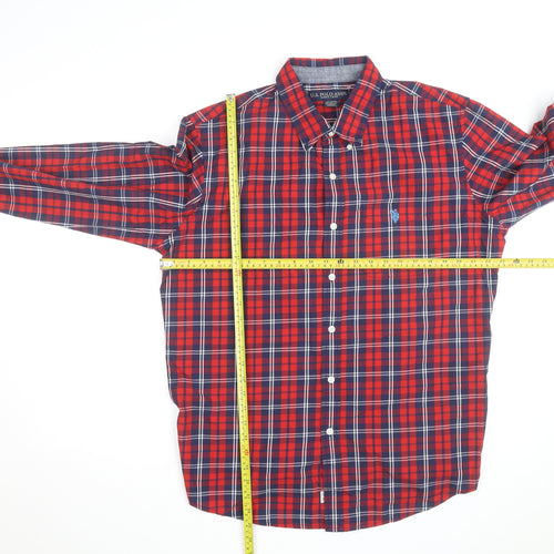 U.S. Polo Assn. Men's Red Plaid Button-Down Cotton Shirt L