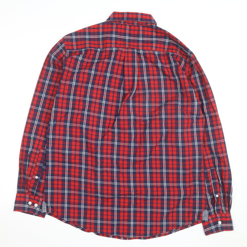 U.S. Polo Assn. Men's Red Plaid Button-Down Cotton Shirt L