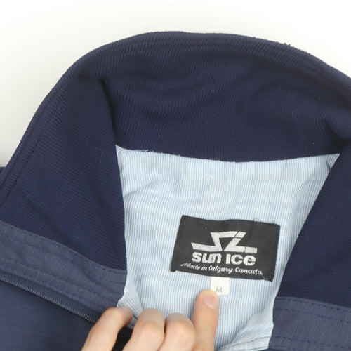Sun Ice Mens Blue Medium Bomber Jacket Full Zip Casual Outerwear