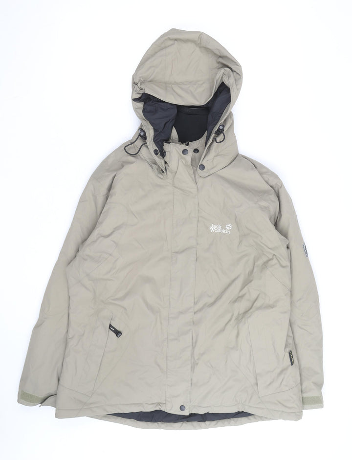 Jack Wolfskin Men’s Beige XL Waterproof Parka Jacket Hooded Windproof