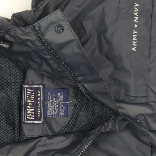 Army & Navy Mens Blue XL Waterproof Hooded Rain Jacket