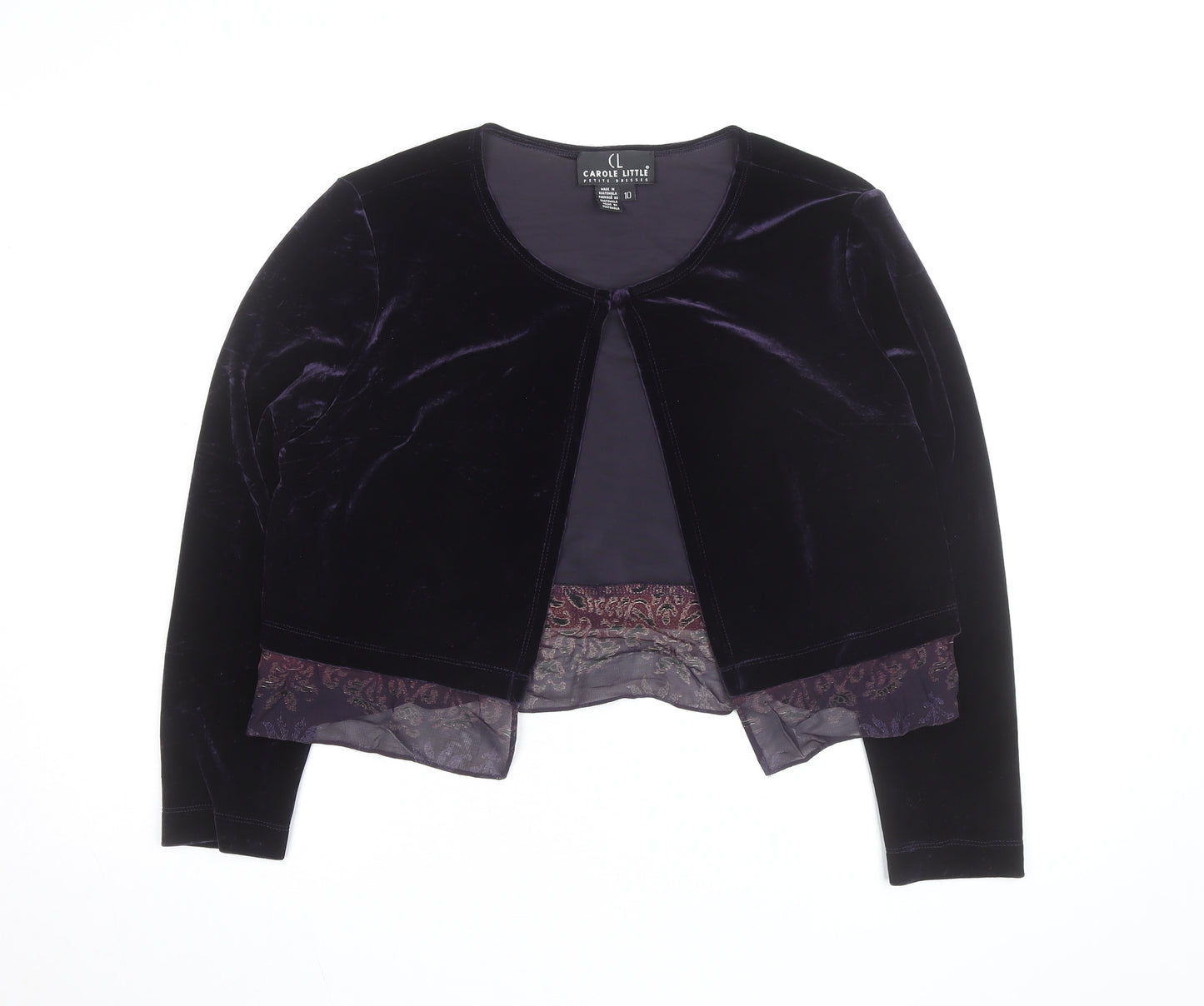 Carole Little Women's Petite Purple Velvet Cardigan Size 10