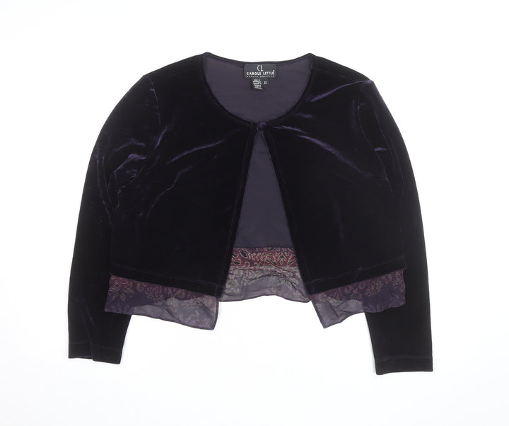 Carole Little Women's Petite Purple Velvet Cardigan Size 10
