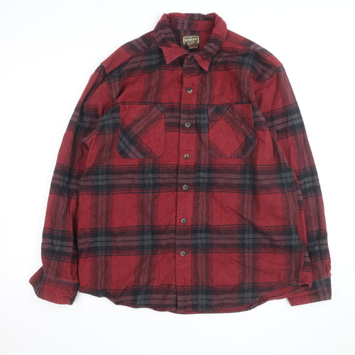 C.E. Schmidt Men's Red Plaid Flannel Cotton Button-Up Work Shirt L