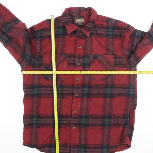C.E. Schmidt Men's Red Plaid Flannel Cotton Button-Up Work Shirt L