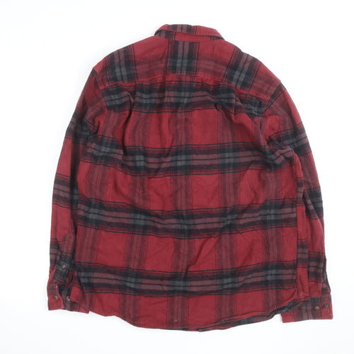 C.E. Schmidt Men's Red Plaid Flannel Cotton Button-Up Work Shirt L