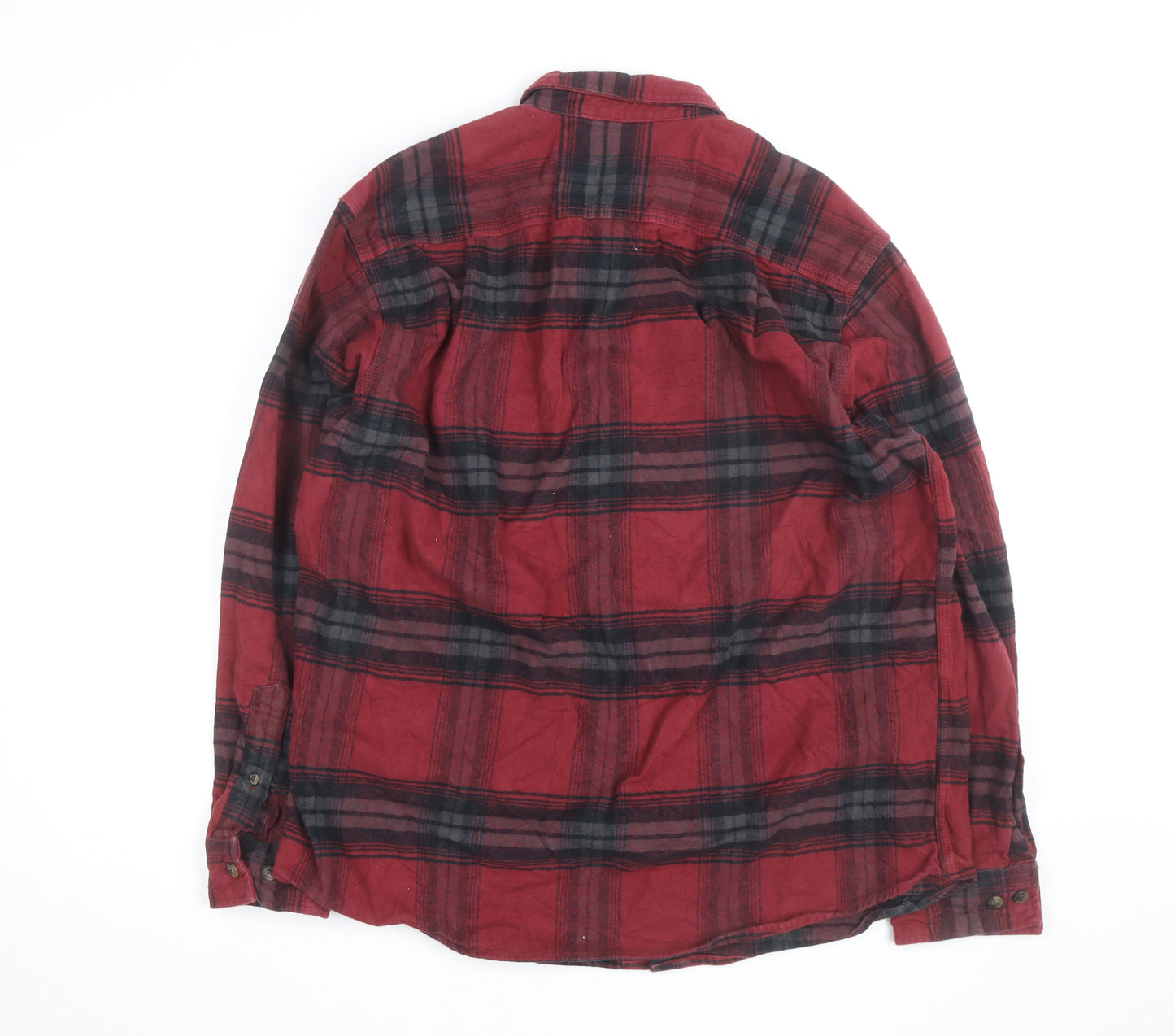 C.E. Schmidt Men's Red Plaid Flannel Cotton Button-Up Work Shirt L
