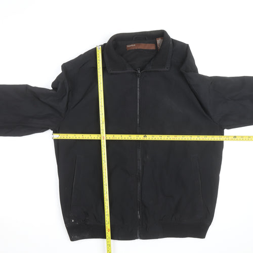 Perry Ellis Men's Black Bomber Jacket L Full Zip Polyester Casual
