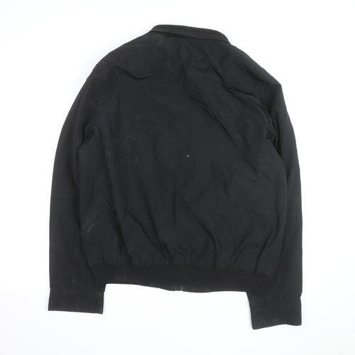 Perry Ellis Men's Black Bomber Jacket L Full Zip Polyester Casual
