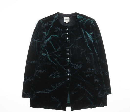 R&M Richards Women’s Green Velvet Floral Overcoat Size 10
