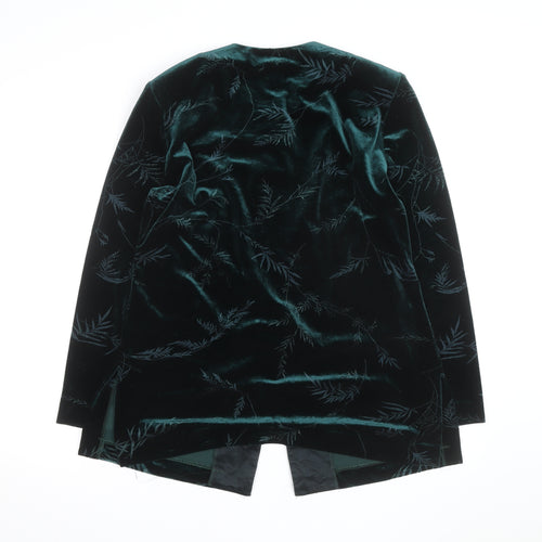R&M Richards Women’s Green Velvet Floral Overcoat Size 10