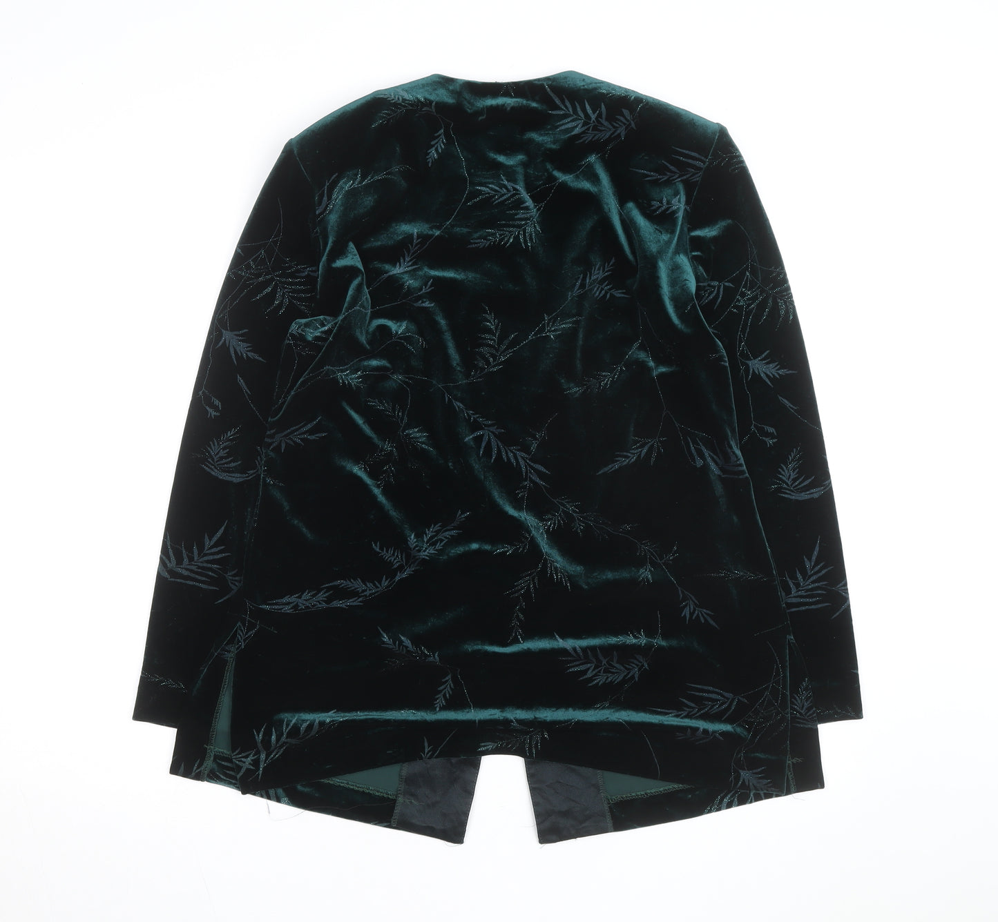 R&M Richards Women’s Green Velvet Floral Overcoat Size 10